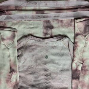 Lululemon Swiftly Tech Long Sleeve 2.0 – White/Pink Acid Wash – Size 8